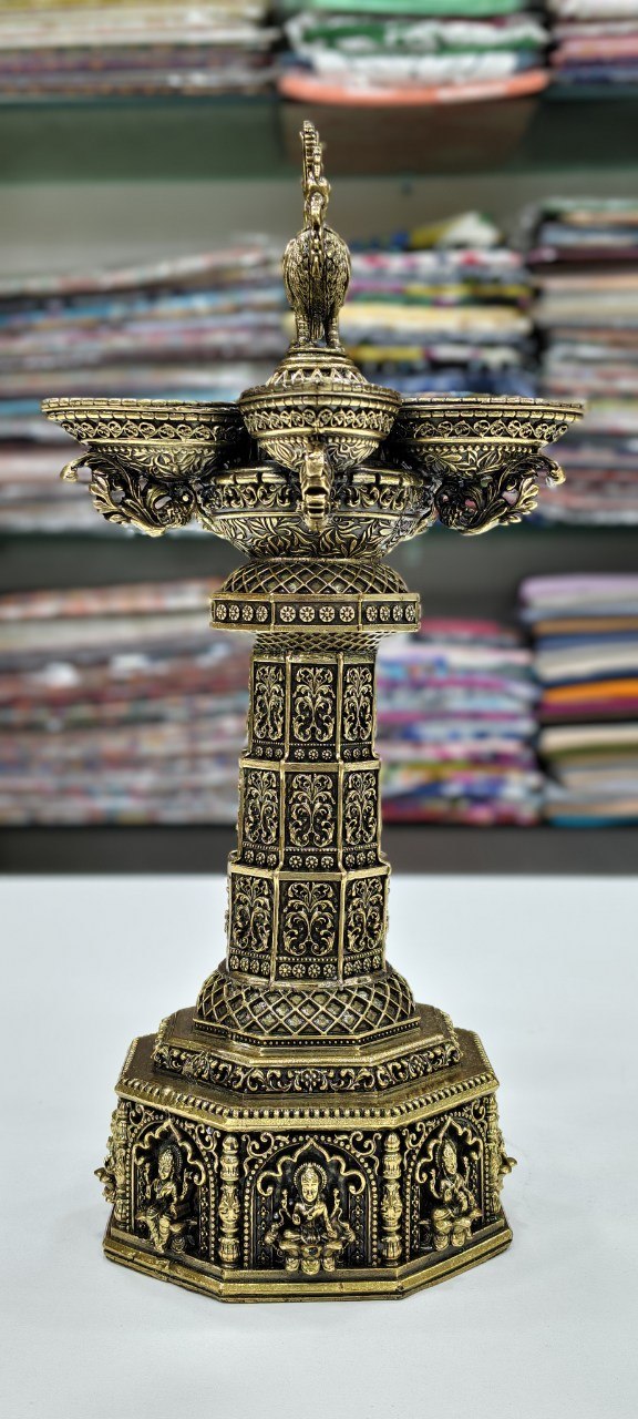 Ashtalakshmi Peacock Motif Brass Lamp