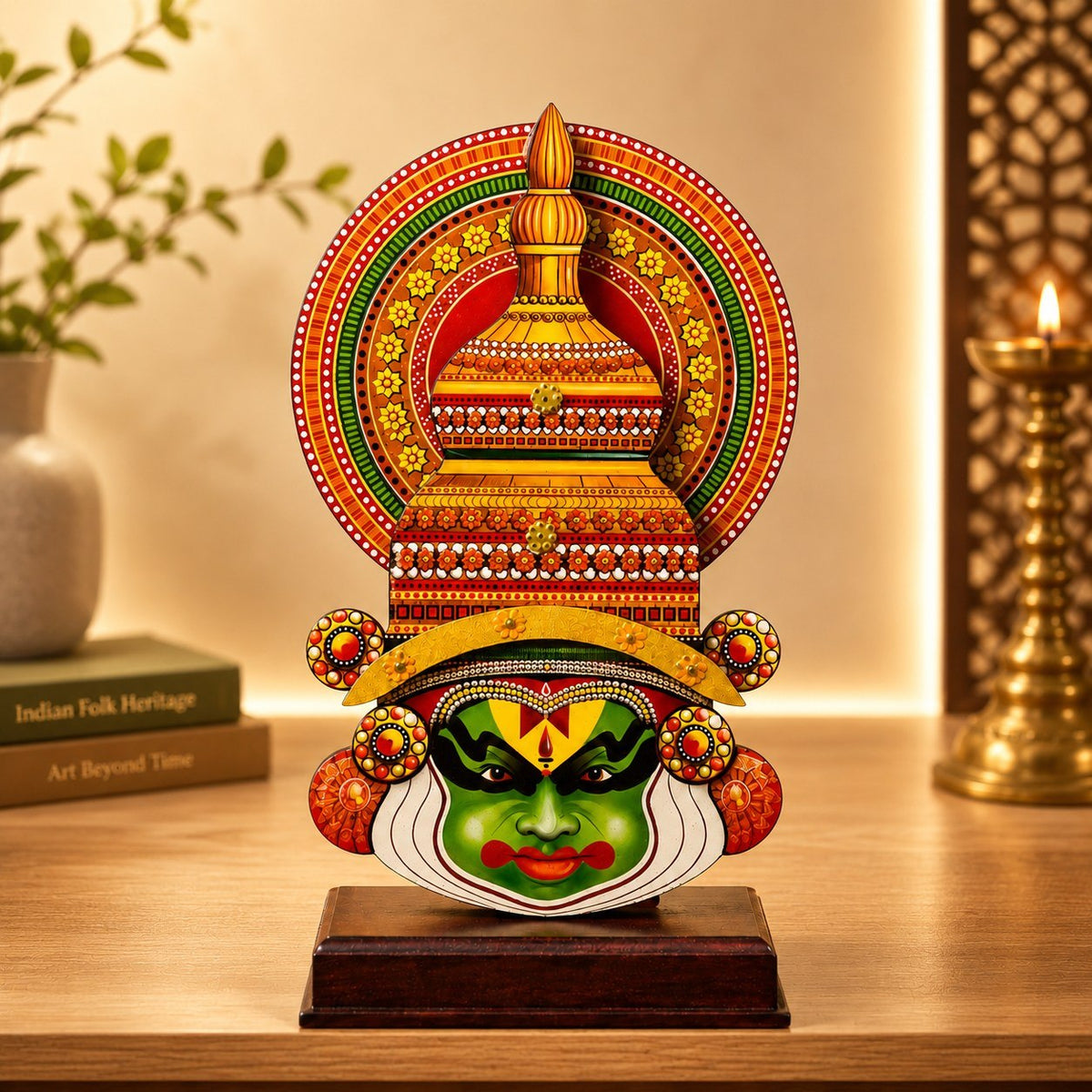Kathakali Face with Jewels on Decorative Stand