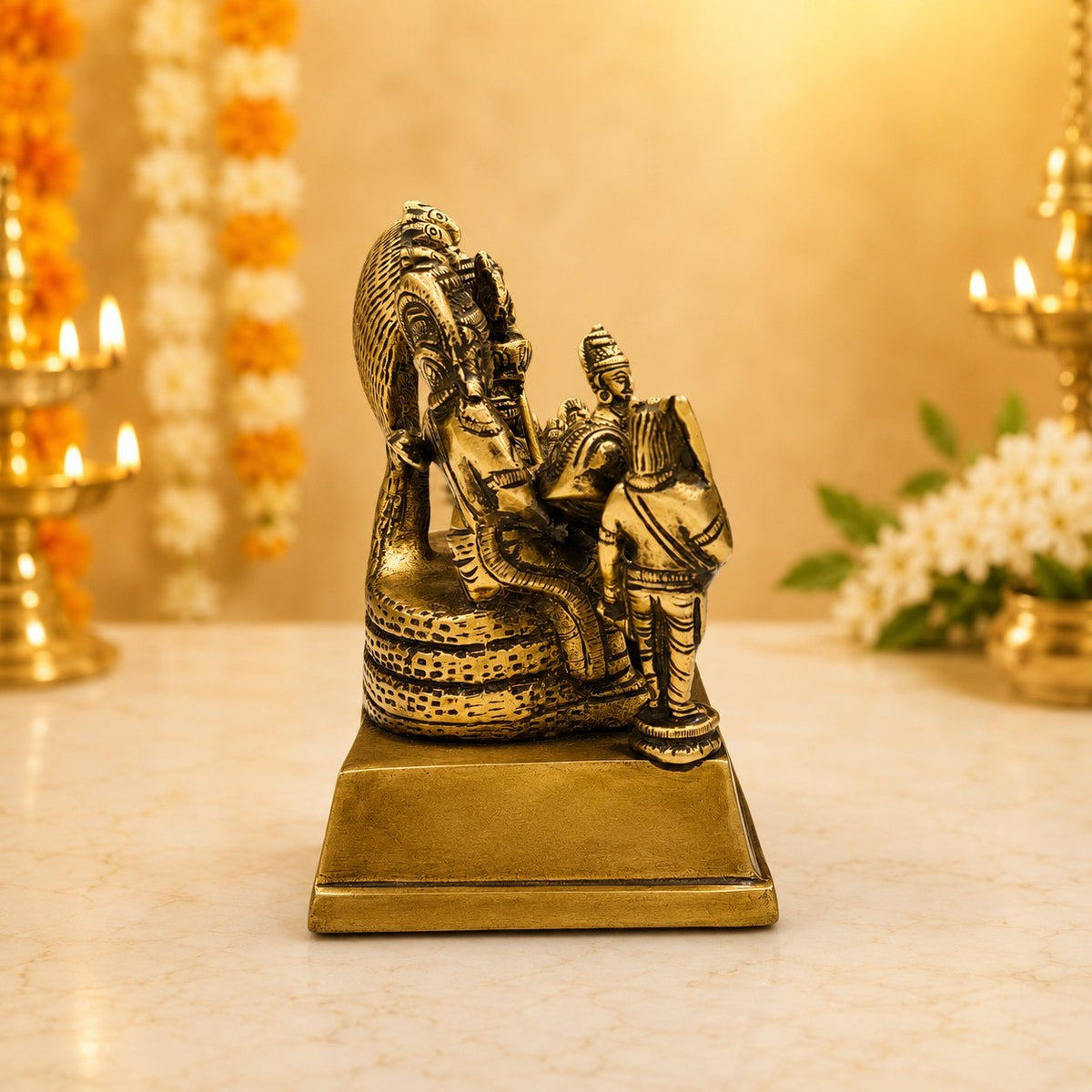 Brass Lord Vishnu on Sheshnag Statue