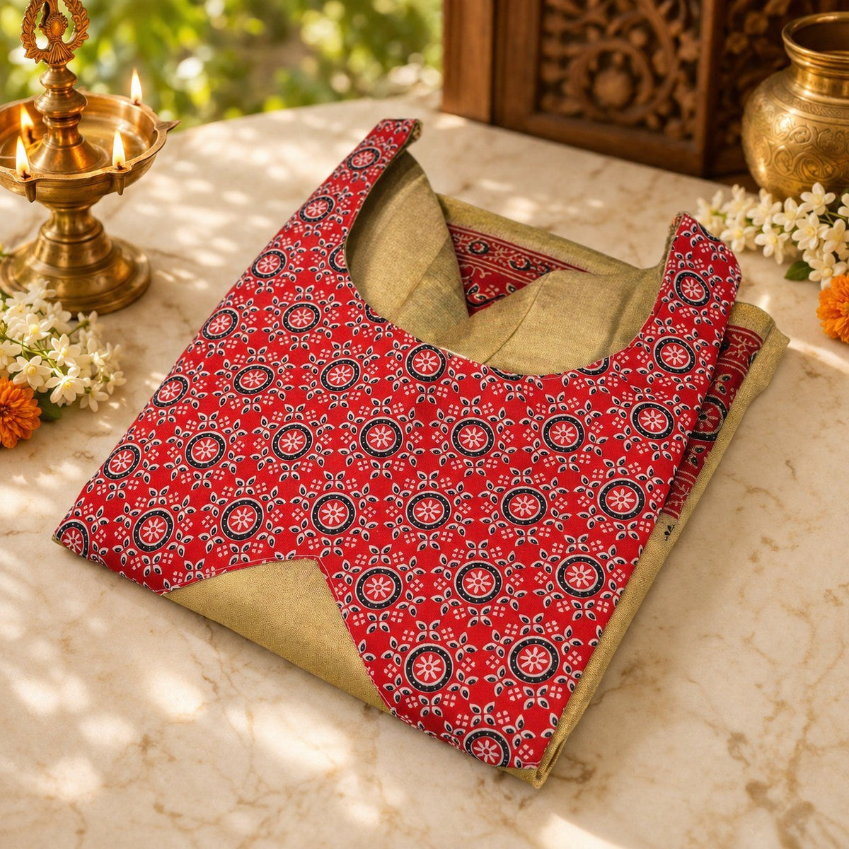 Women's Cotton Kurti Fabric Set with Ethnic Print