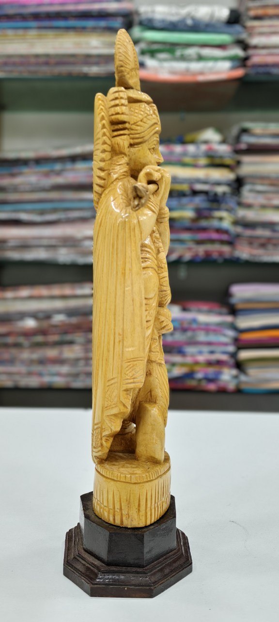 Lord Krishna playing flute Handicrafted Teek wooden statue