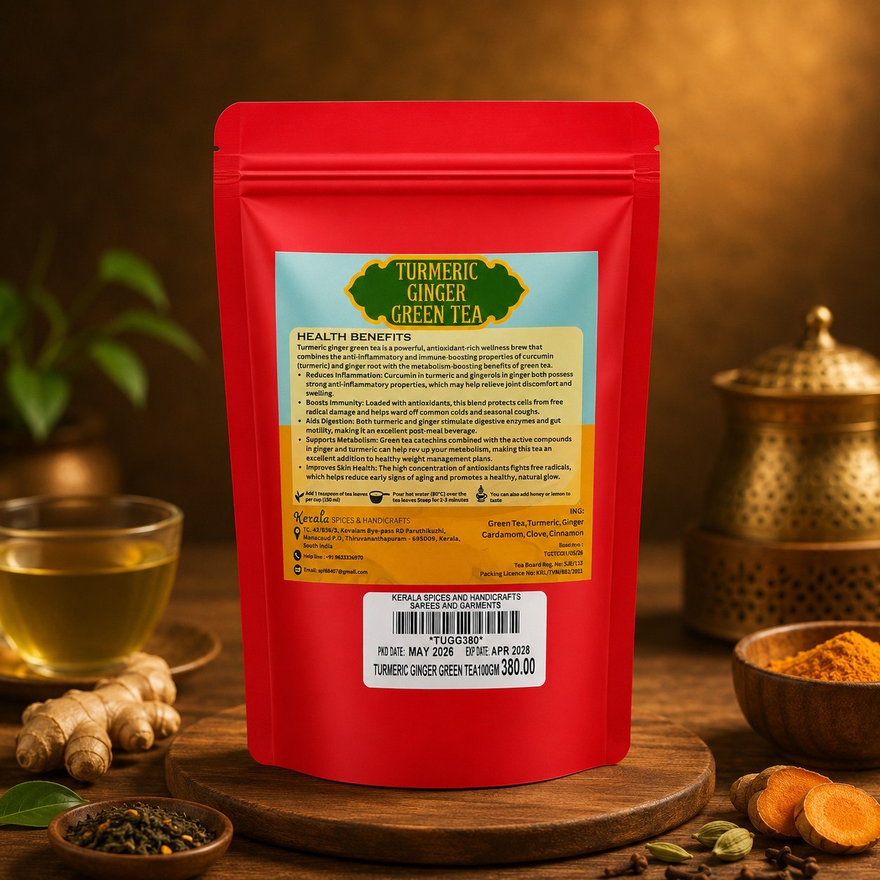 Turmeric Ginger Green Tea ( Standing pouch)