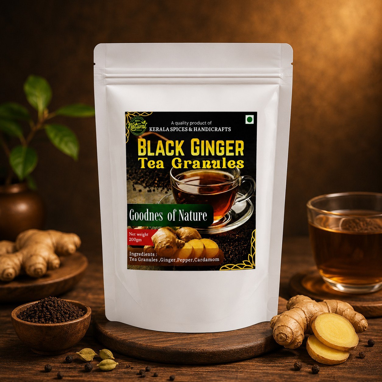 Black Ginger Tea Granules (Standing pouch)