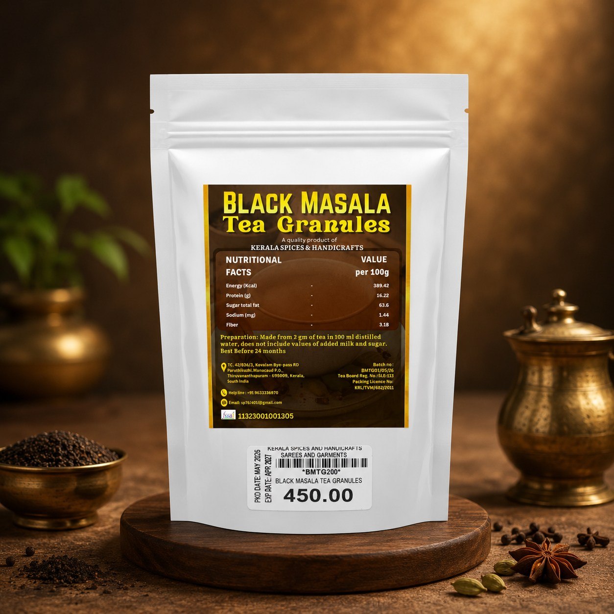 Black Masala Tea Granules (Standing pouch)
