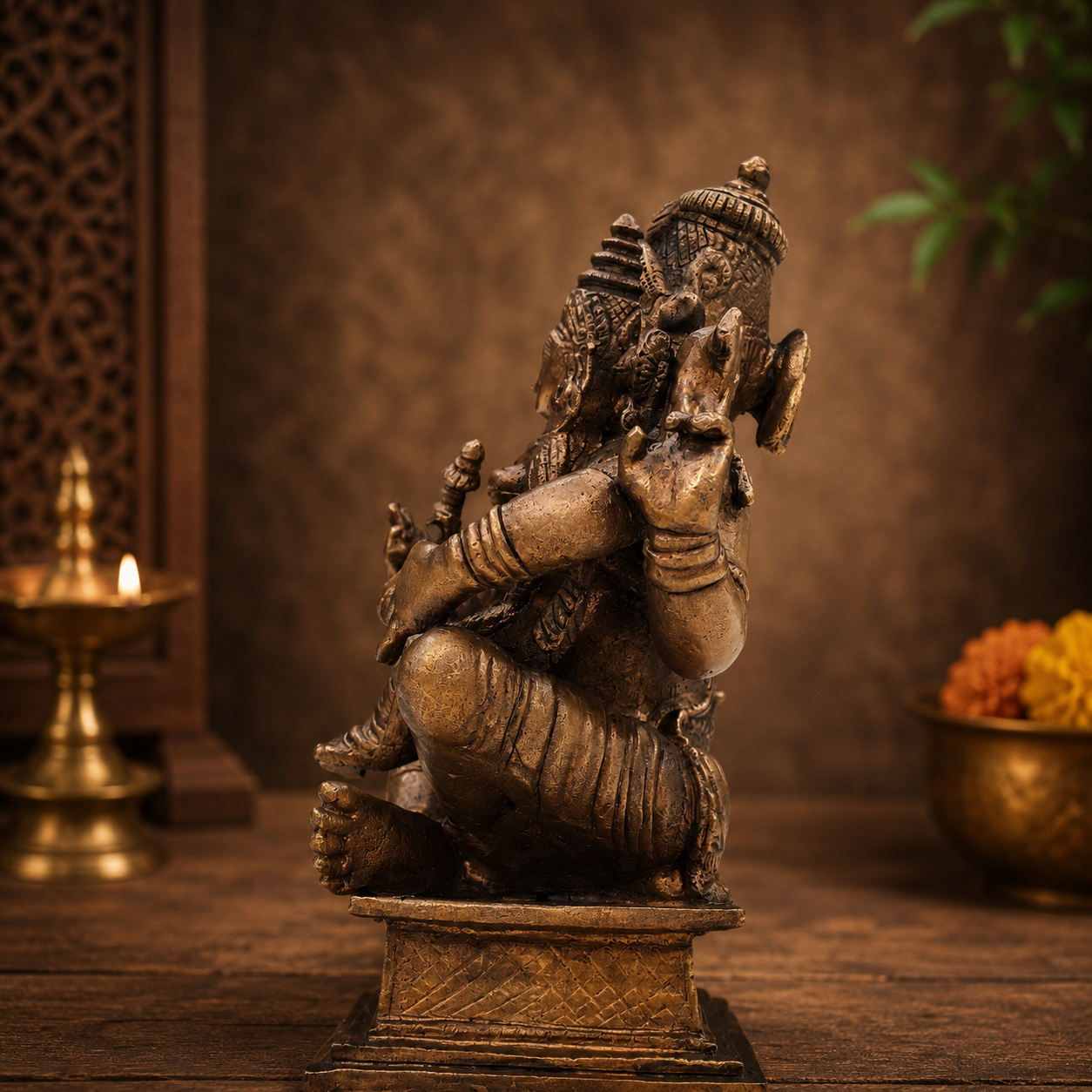 Lord Narasimha & Lakshmi Copper Statue