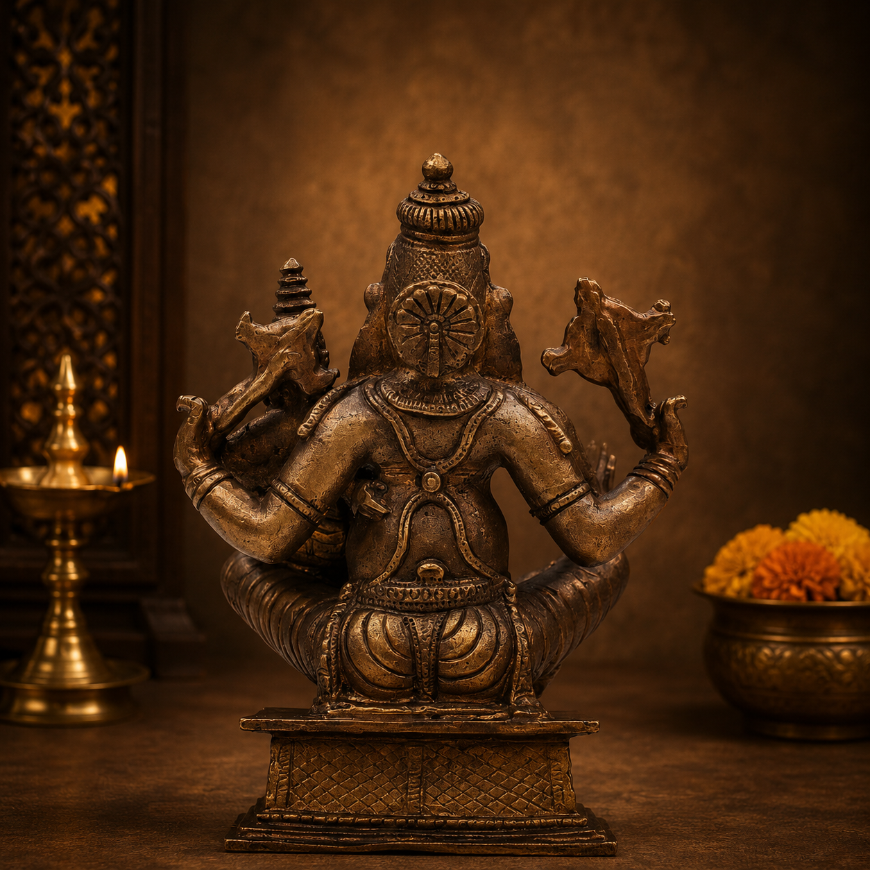 Lord Narasimha & Lakshmi Copper Statue
