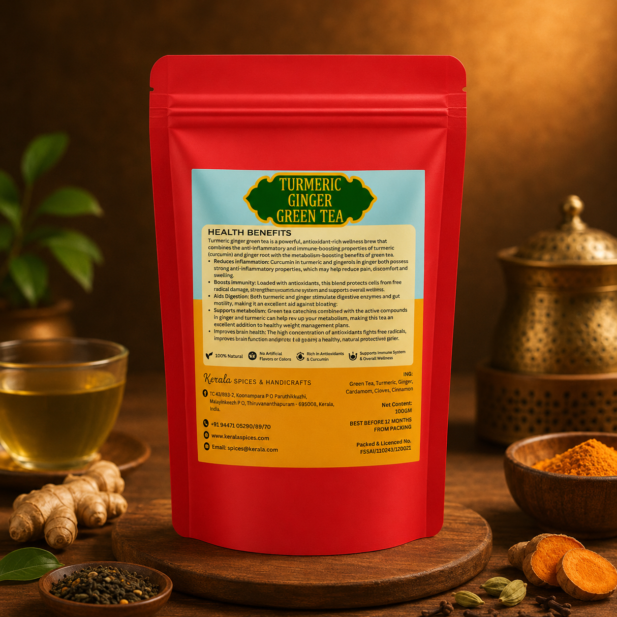 Turmeric Ginger Green Tea ( Standing pouch)