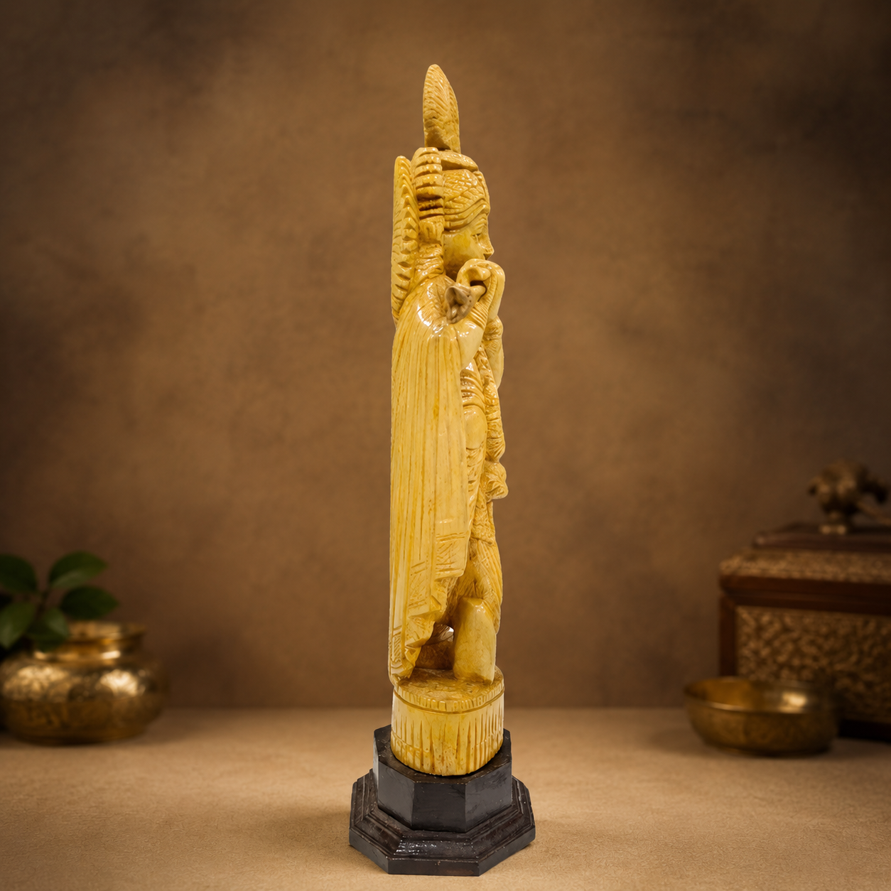 Lord Krishna playing flute Handicrafted Teek wooden statue