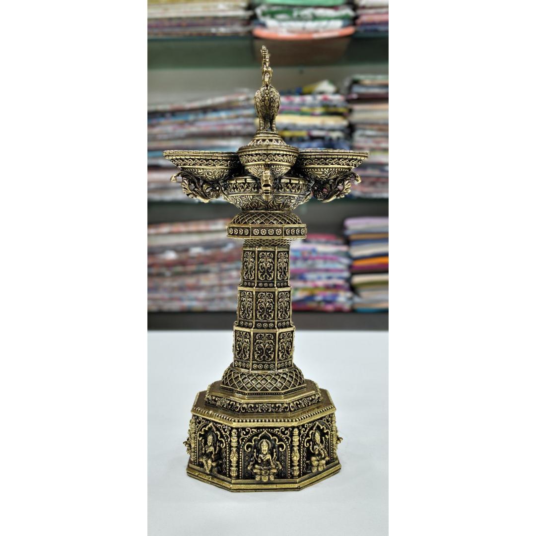 Ashtalakshmi Peacock Motif Brass Lamp