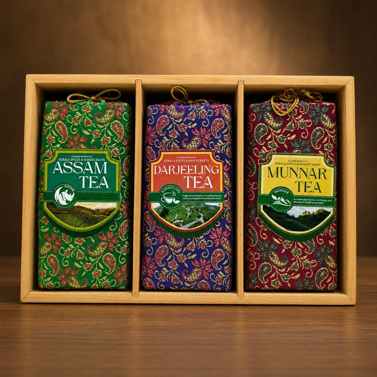 Premium Tea Gift Box Combo (Assam Tea/Darjeeling Tea/Munnar Tea)