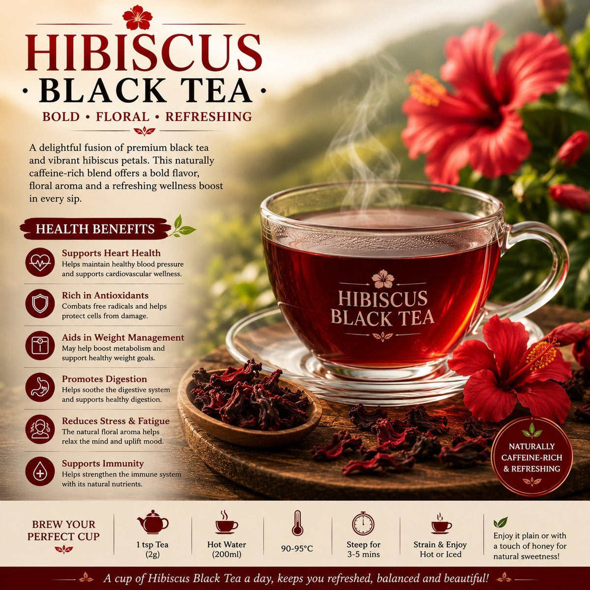 Hibiscus Black Tea Leaf (Bottle)