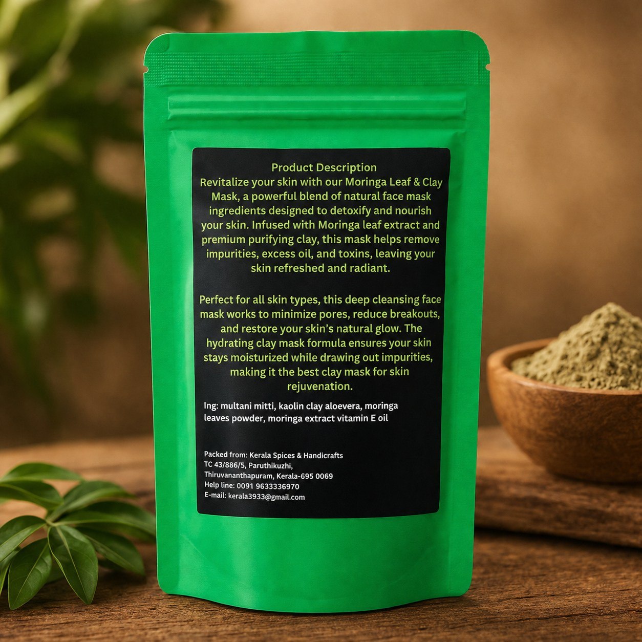 Moringa Leaf Clay Mask