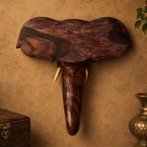 Handcrafted Kerala Rosewood Elephant Head Wall Hanging