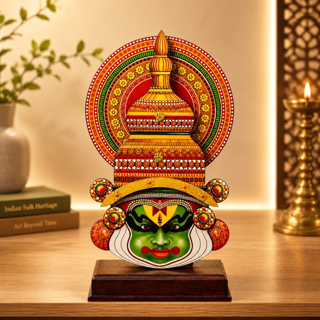 Kathakali Face with Jewels on Decorative Stand