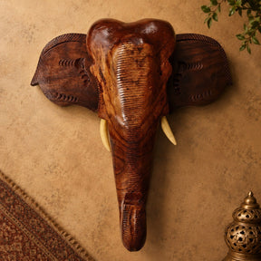 Handcrafted Kerala Rosewood Elephant Head Wall Hanging