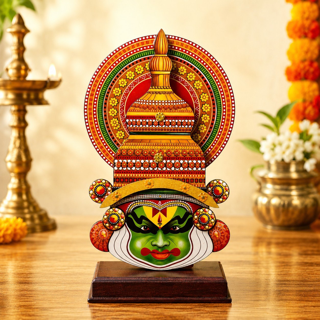 Kathakali Face with Jewels on Decorative Stand