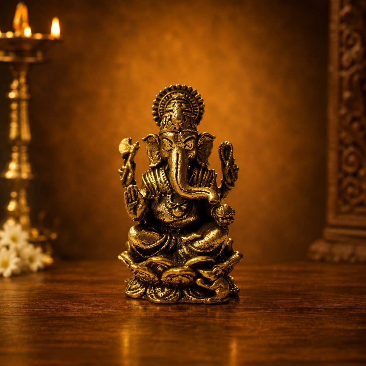 Miniature Brass Statue (Lord Ganesha,Durga Devi on Lion & more)