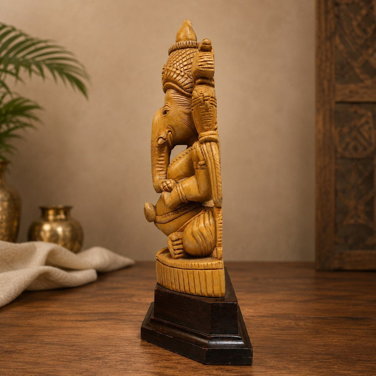 Handcrafted Wooden Lord Ganesha Idol