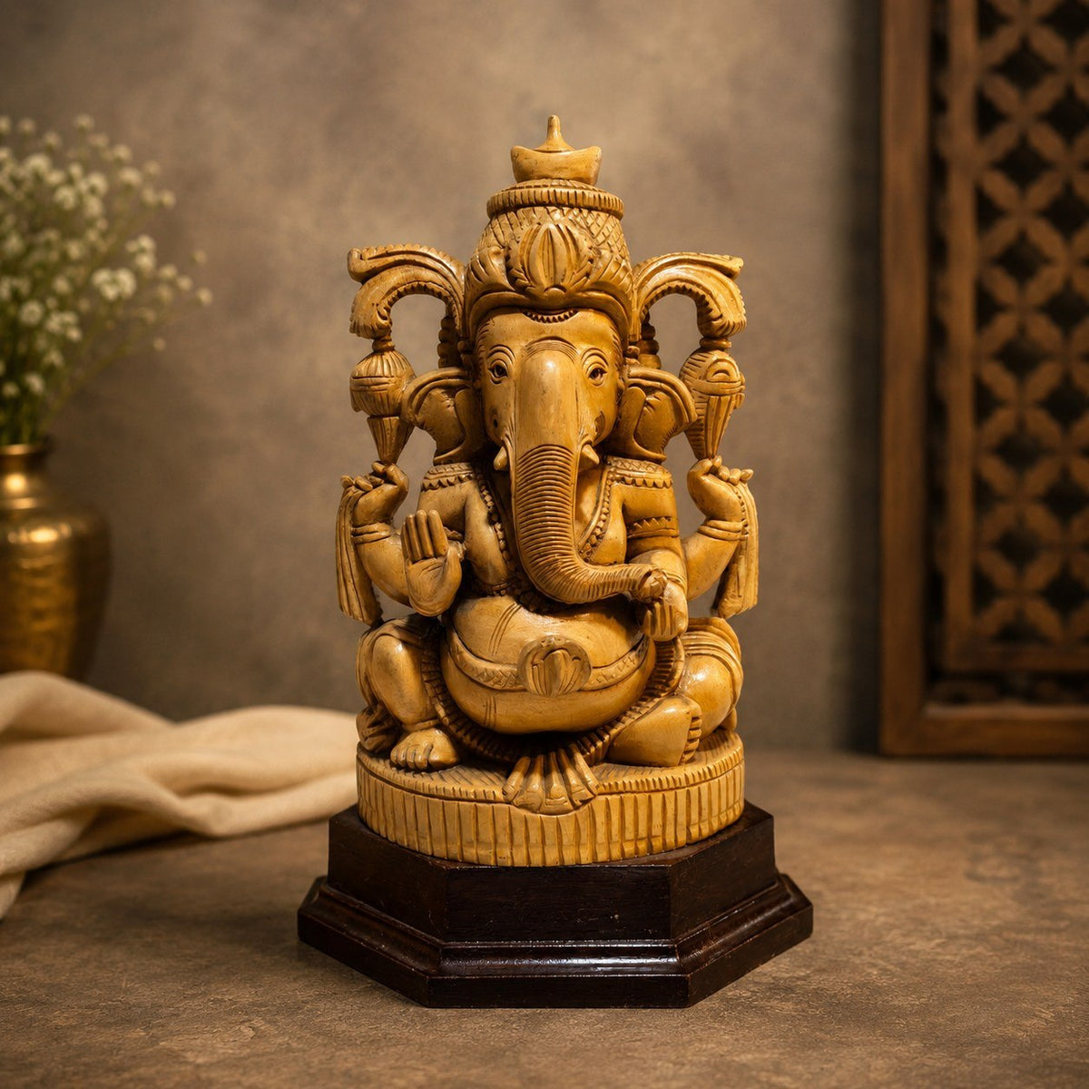 Handcrafted Wooden Lord Ganesha Idol