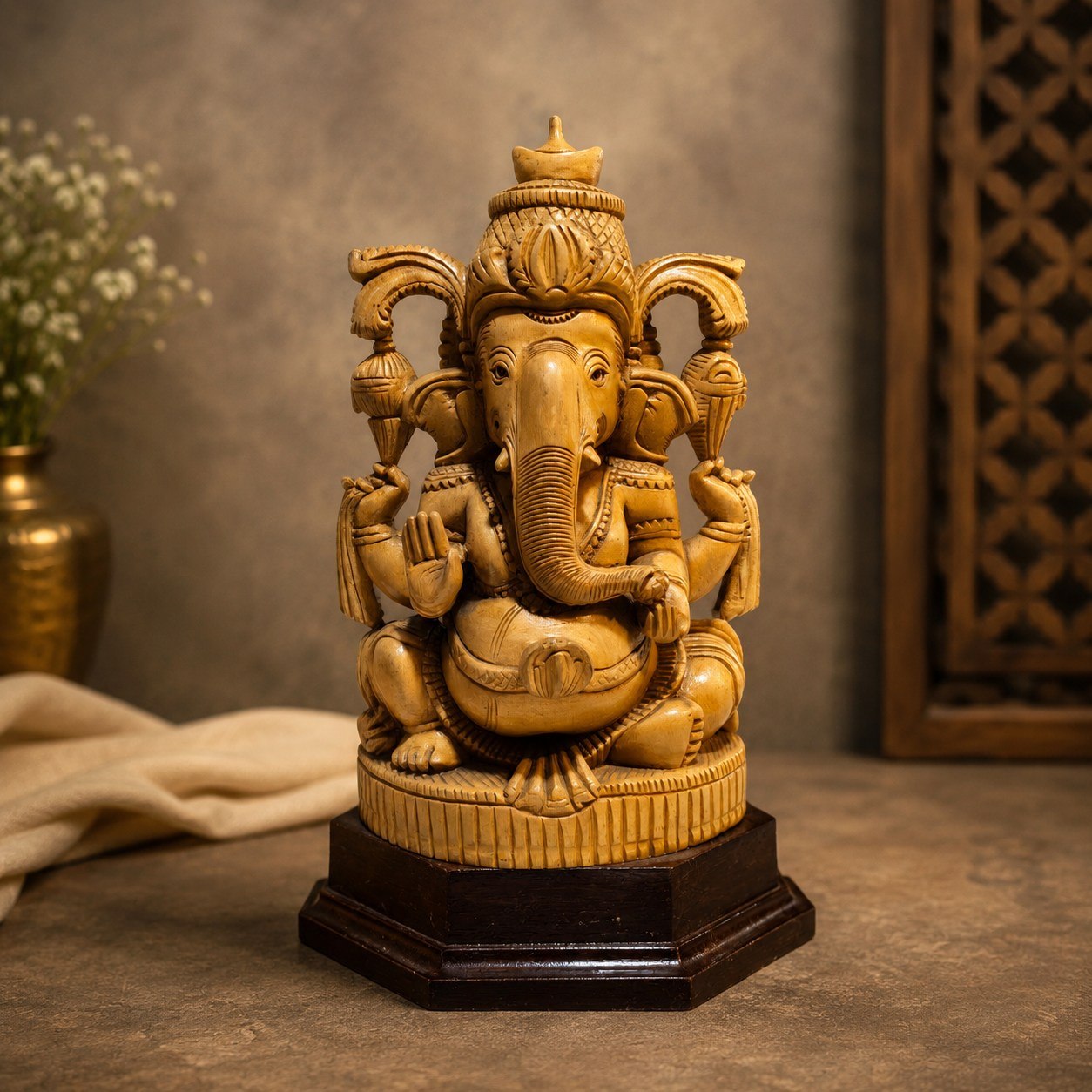 Handcrafted Wooden Lord Ganesha Idol