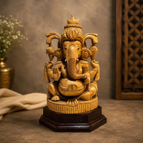 Handcrafted Wooden Lord Ganesha Idol