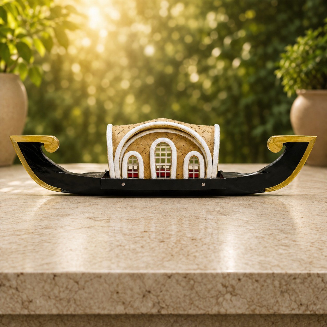 Handcrafted Wooden Kerala Kettuvallam Houseboat Model