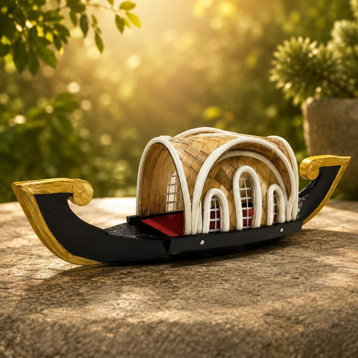 Handcrafted Wooden Kerala Kettuvallam Houseboat Model