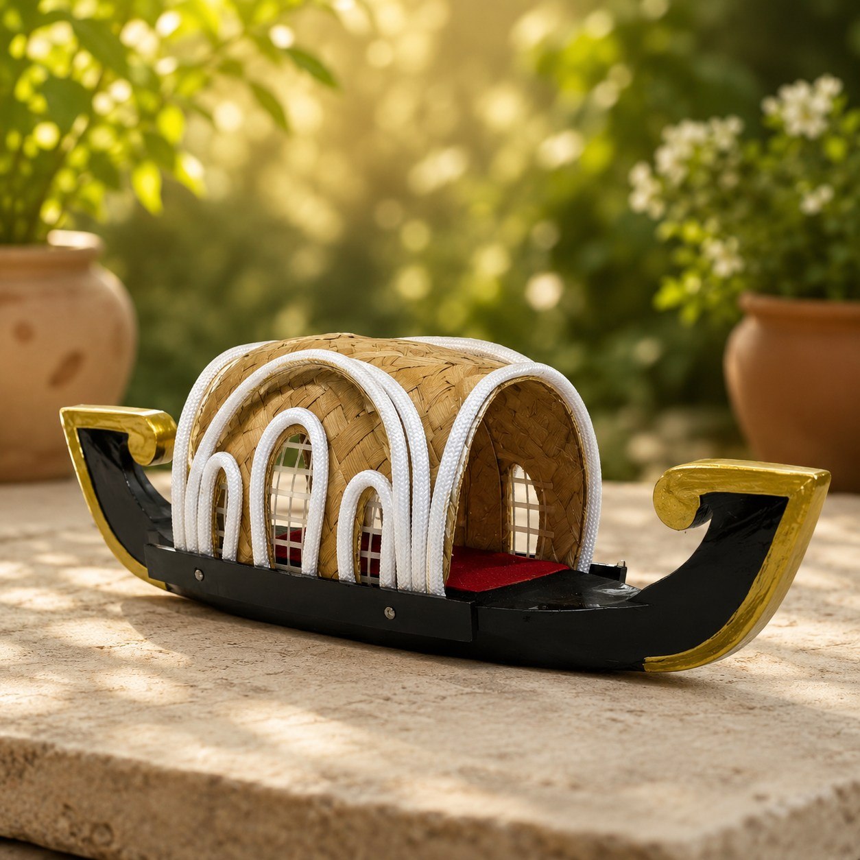 Handcrafted Wooden Kerala Kettuvallam Houseboat Model