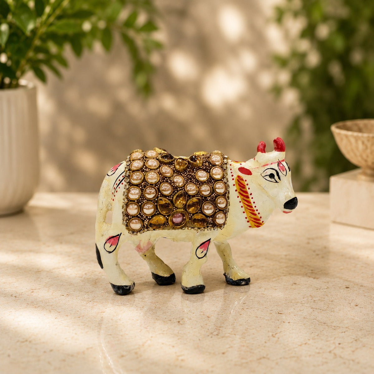 Handcrafted Meenakari Kamdhenu Cow Showpiece