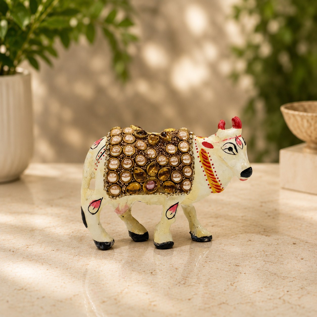 Handcrafted Meenakari Kamdhenu Cow Showpiece