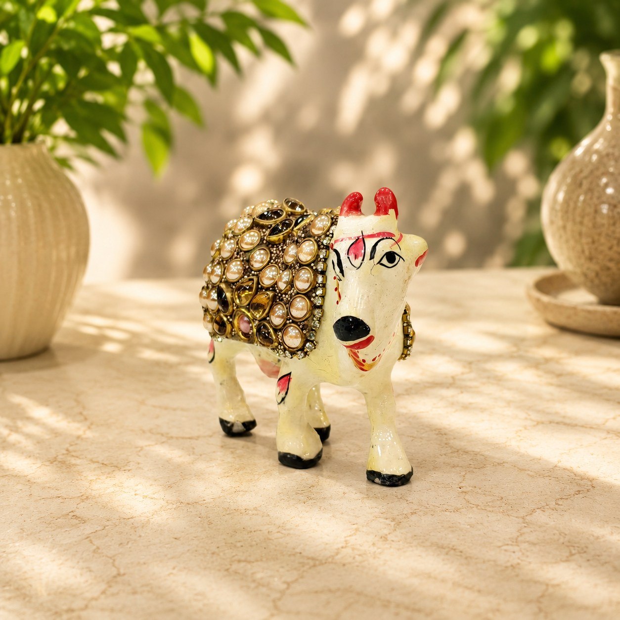 Handcrafted Meenakari Kamdhenu Cow Showpiece