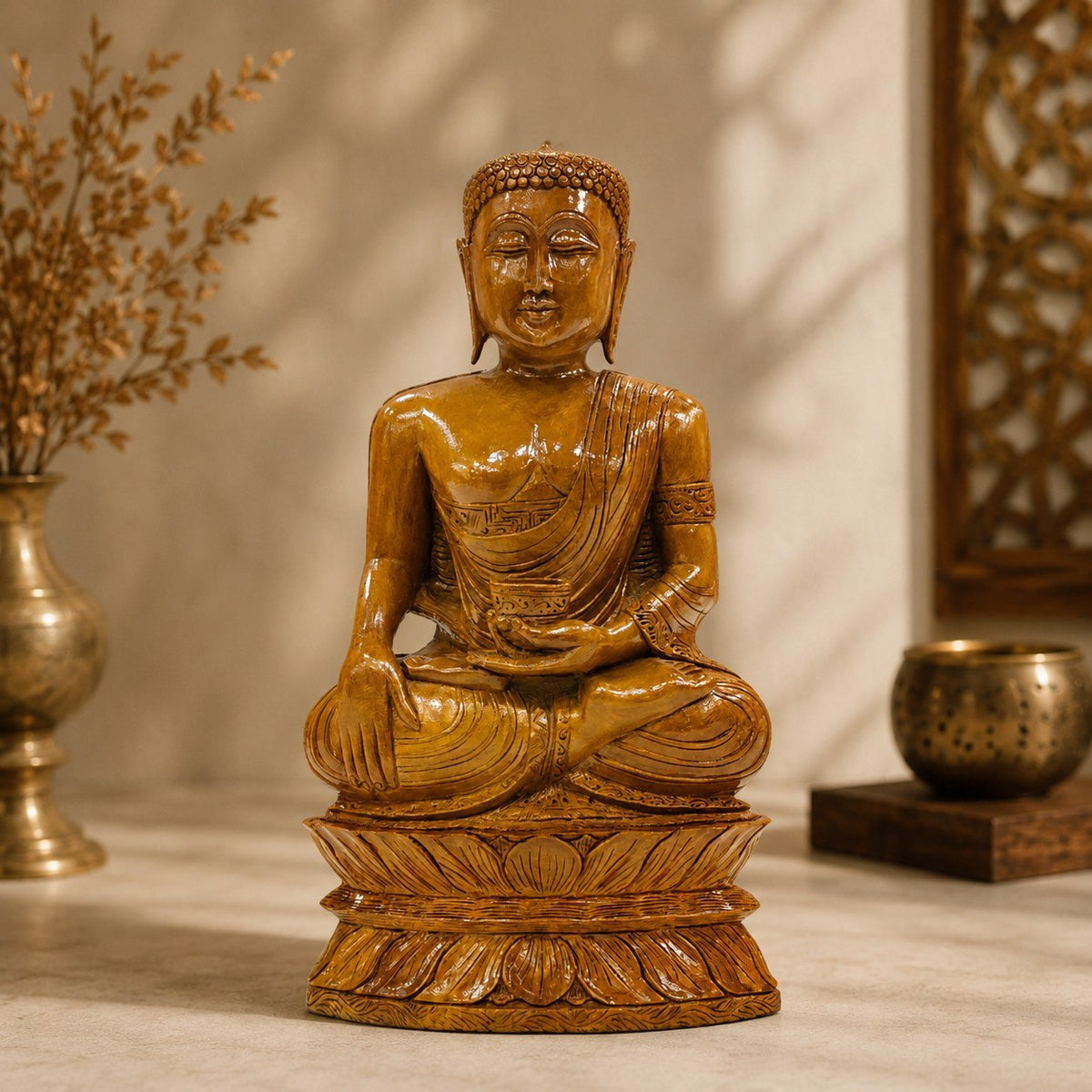 Handcrafted Wooden Buddha Statue