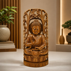 Hand-Carved Wooden Buddha Statue