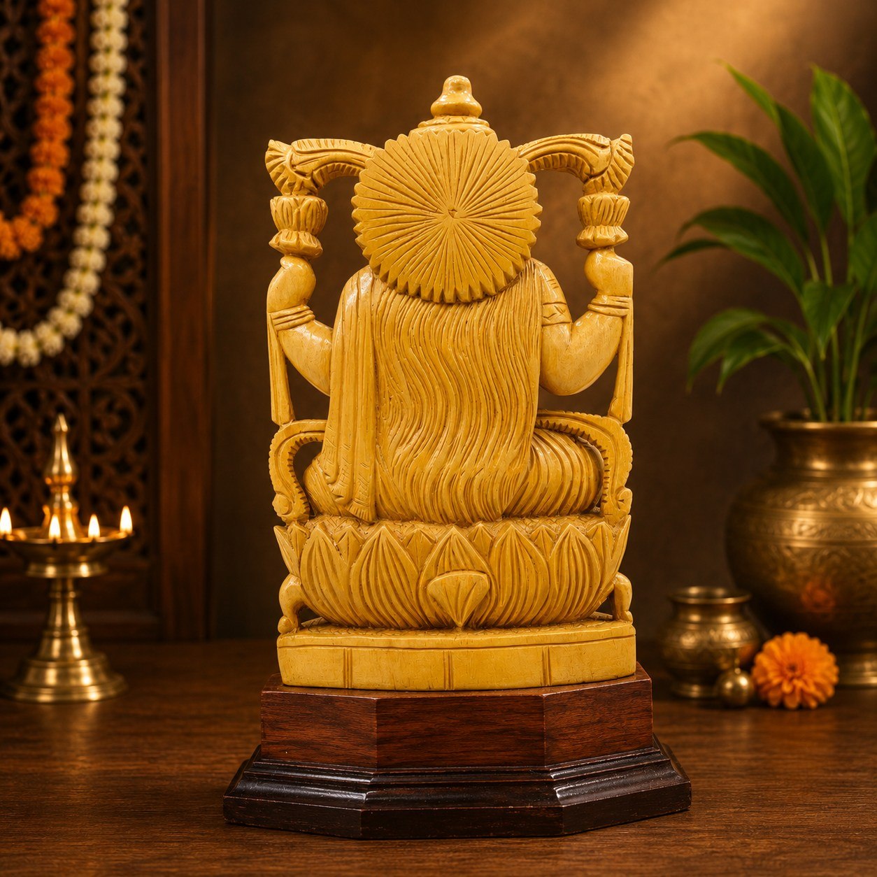 Goddess Lakshmi on Lotus Throne Showpiece
