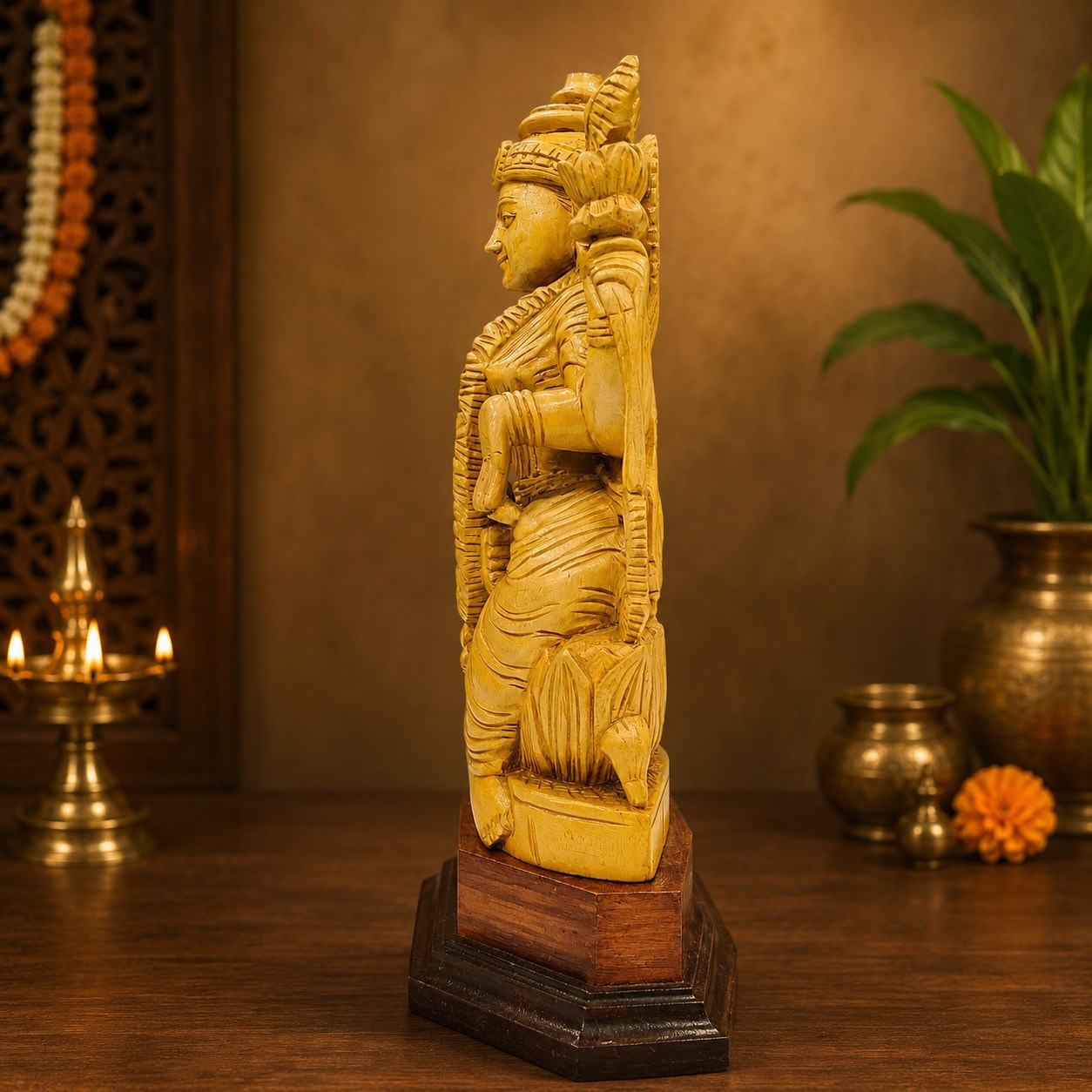 Goddess Lakshmi on Lotus Throne Showpiece