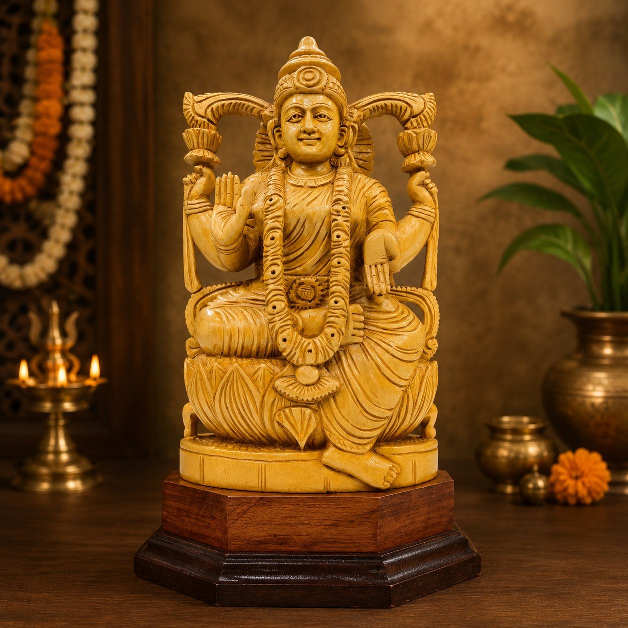 Goddess Lakshmi on Lotus Throne Showpiece
