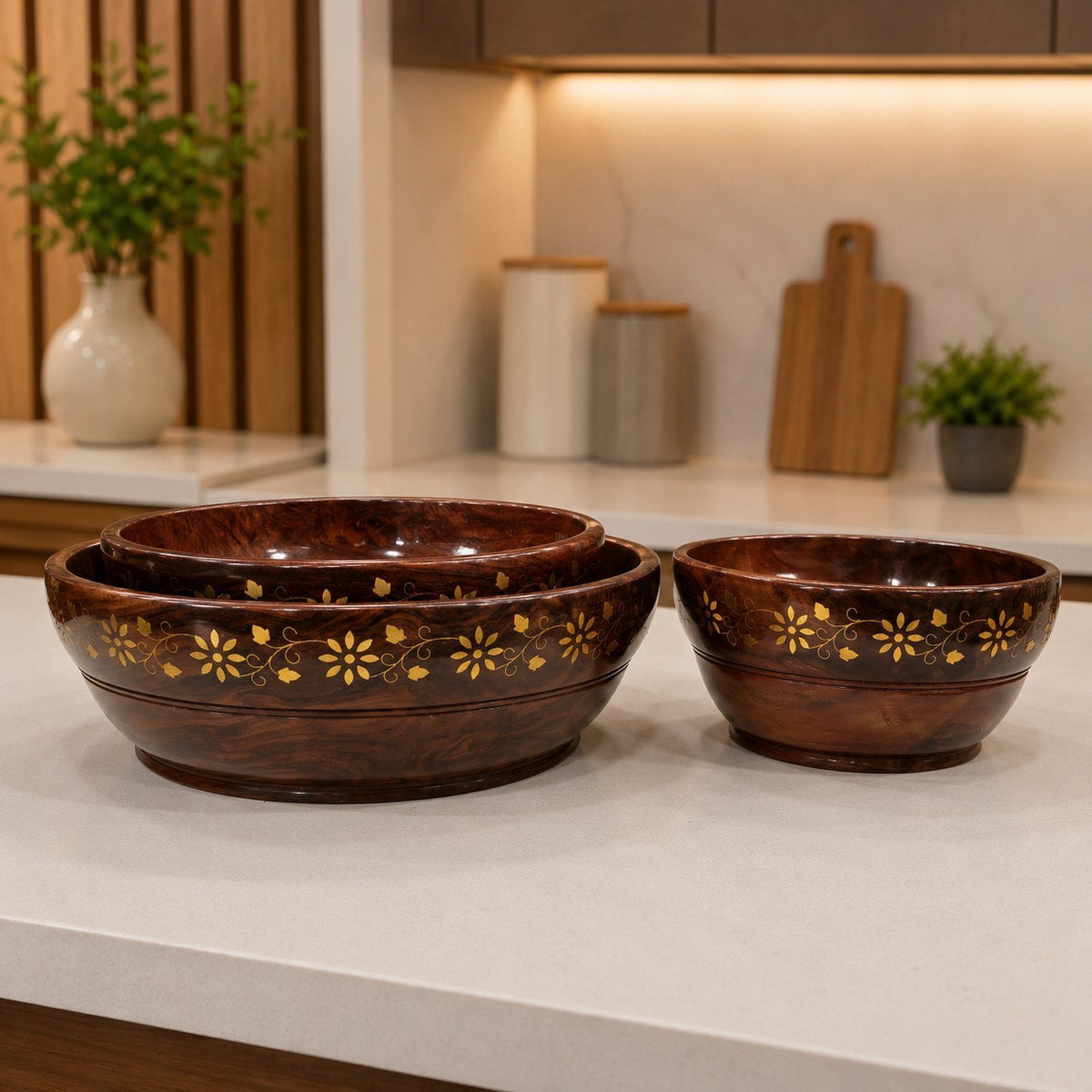 Handcrafted Wooden Serving Bowl Set