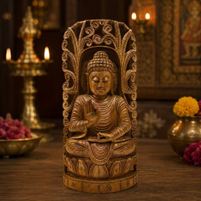 Hand-Carved Wooden Buddha Statue