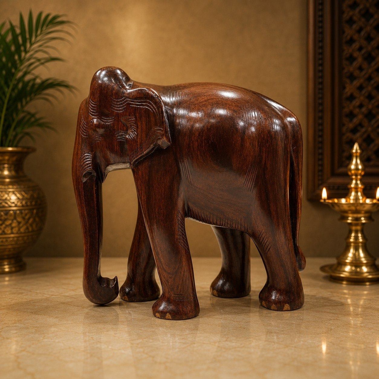 Handcrafted Rosewood Elephant Sculpture