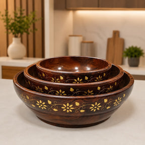 Handcrafted Wooden Serving Bowl Set