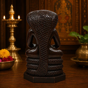 Bronze-Finished Meditating Sage with Serpent Canopy