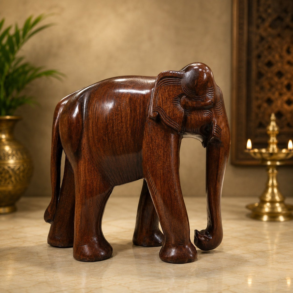 Handcrafted Rosewood Elephant Sculpture