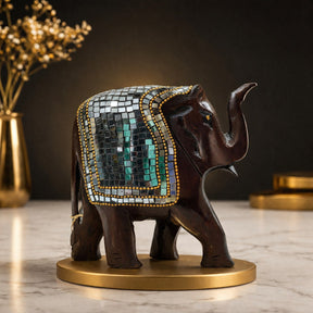 Hand-Carved Wooden Elephant Figurine