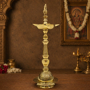 Traditional Brass Peacock Kuthu Vilakku