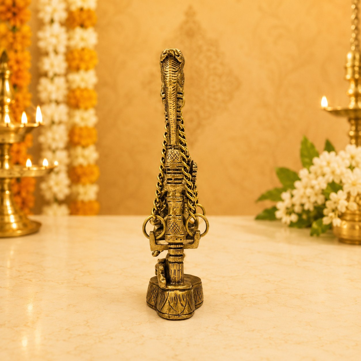 Brass Lord Ganesha on Jhula Statue