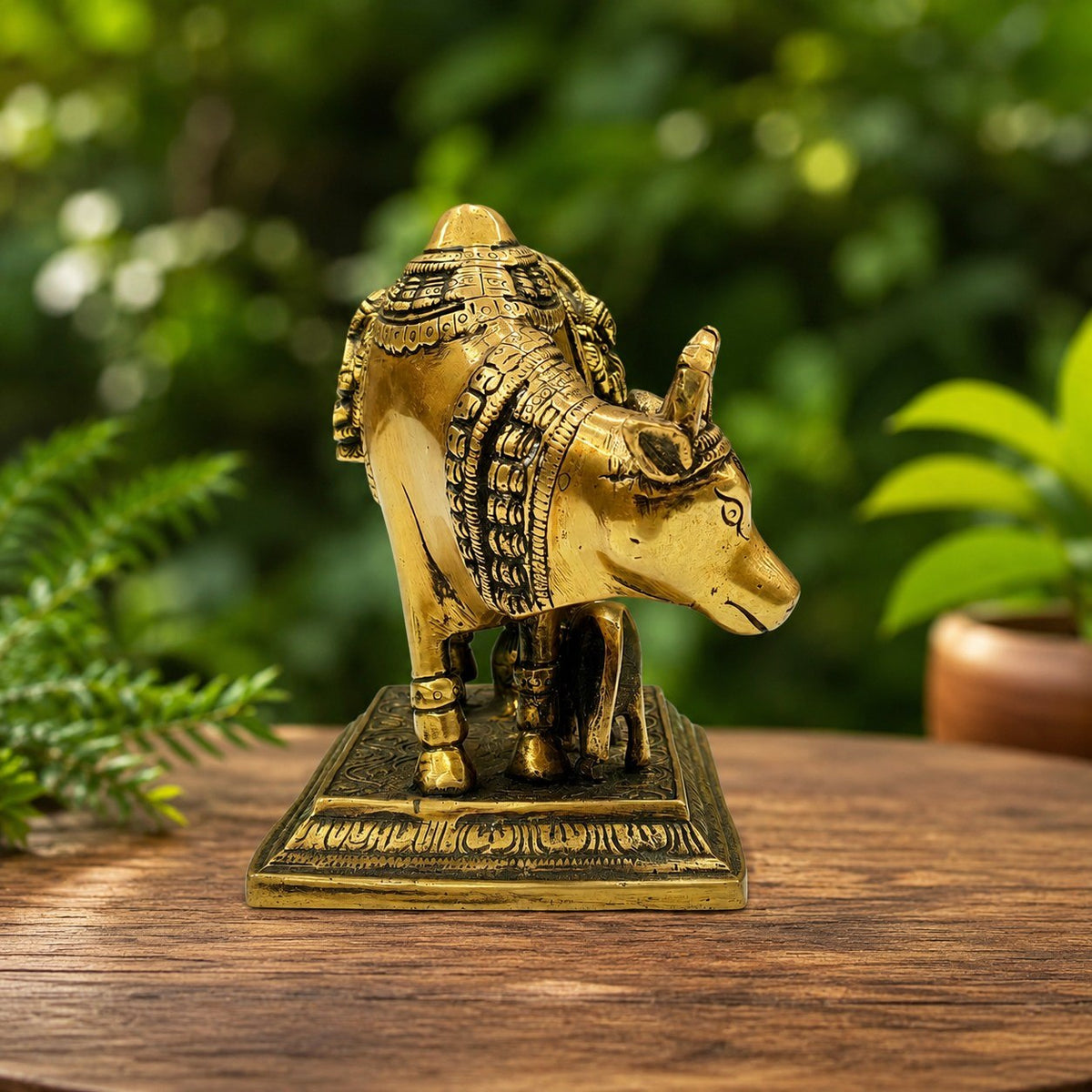 Brass Kamdhenu Cow and Calf Figurine