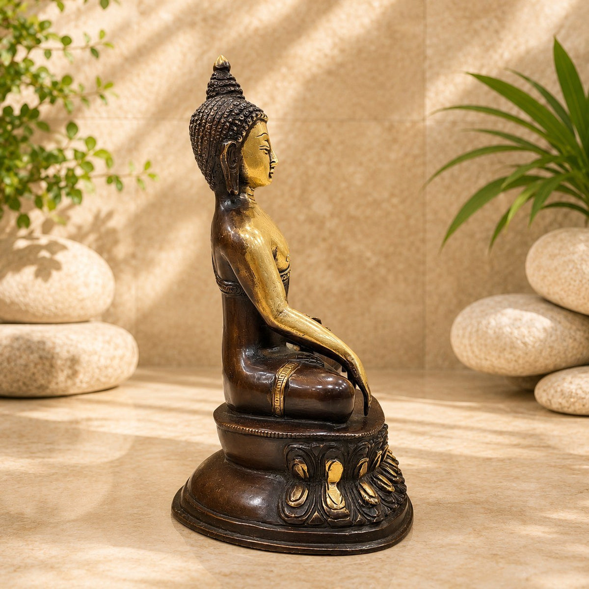 Two-Tone Brass Lord Buddha Statue