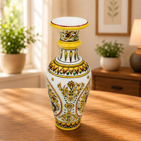 Peacock Painted Marble Flower Vase