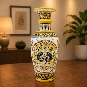 Peacock Painted Marble Flower Vase