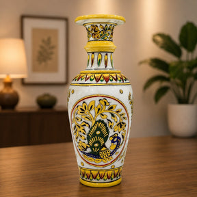 Peacock Painted Marble Flower Vase